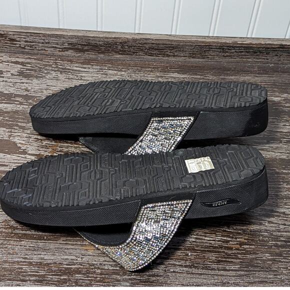 Skechers Arch Fit Women's Black/Rhinestone Comfort Walking Flip Flop Size 9 - Picture 7 of 7
